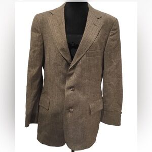 Vintage chaps Ralph Lauren Classic wool herringbone Tan Blazer 40